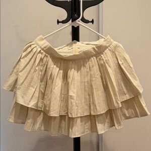 Chic Cream Layered A-Line Skirt